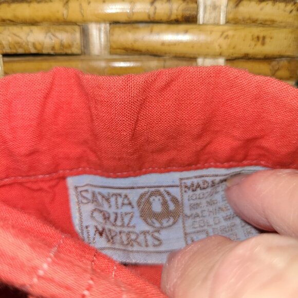 SANTA CRUZ Women's Cotton Pants Wide Leg VTG Large Pockets Sz L Coral Red - Picture 4 of 8